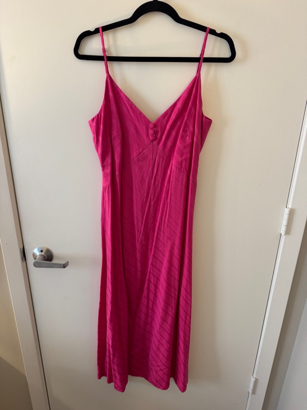 Women’s Fuchsia Maxi Slip Dress with Spaghetti Straps